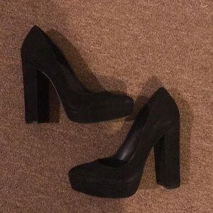 Black suede pumps